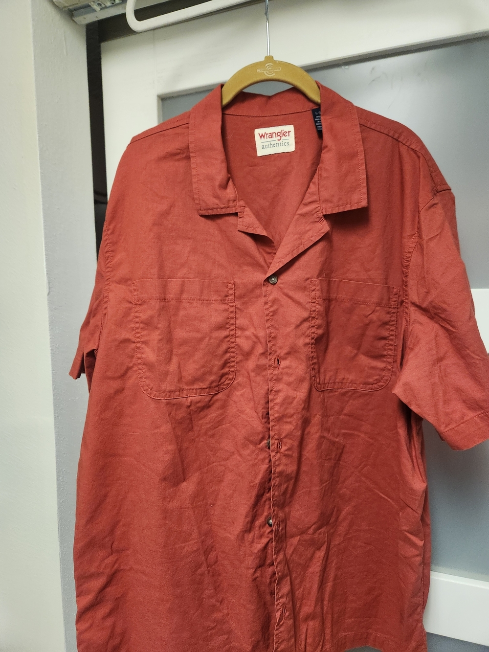 Wrangler Authentic Rust Red Short-Sleeve Camp Shirt